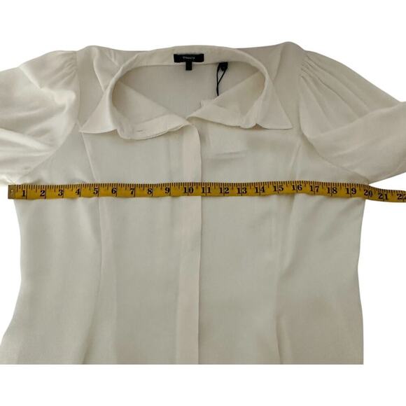 NWT Theory Flared Puff Sleeve Silk Blouse - Picture 6 of 10